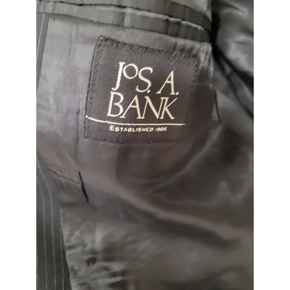Jos A Bank Mens Black‎ w Gray Pinstripe 100% Wool Blazer Sport Coat Size 38R